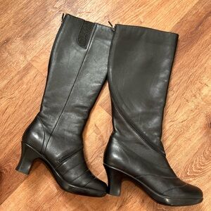 Dansko Bentley Tall Black Leather Knee-High Boots 7 EU 37